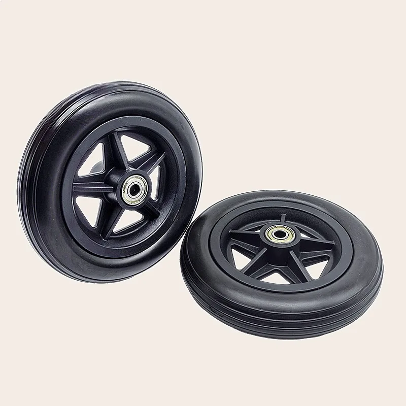 Universal Wheelchair Front Wheels 6inch PU Solid Tires Silent Comfortable Wear-Resistant Casters Pair of 2