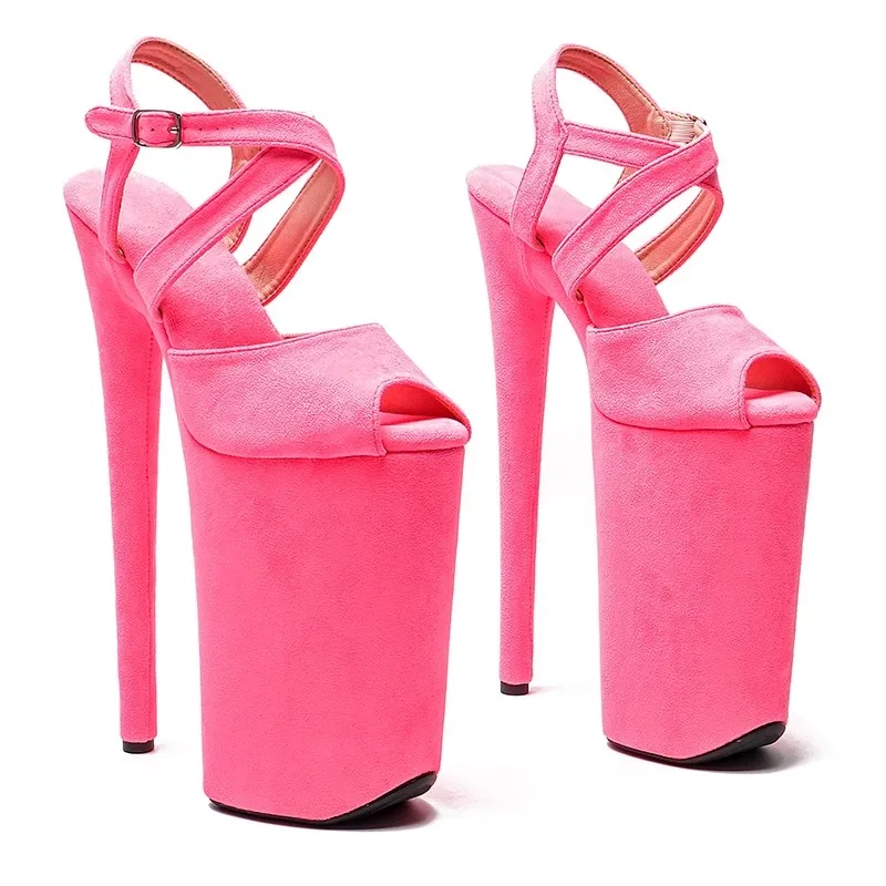 

Model Shows Wome Fashion 26CM/10inches Suede Upper Platform Sexy High Heels Sandals Pole Dance Shoes 017