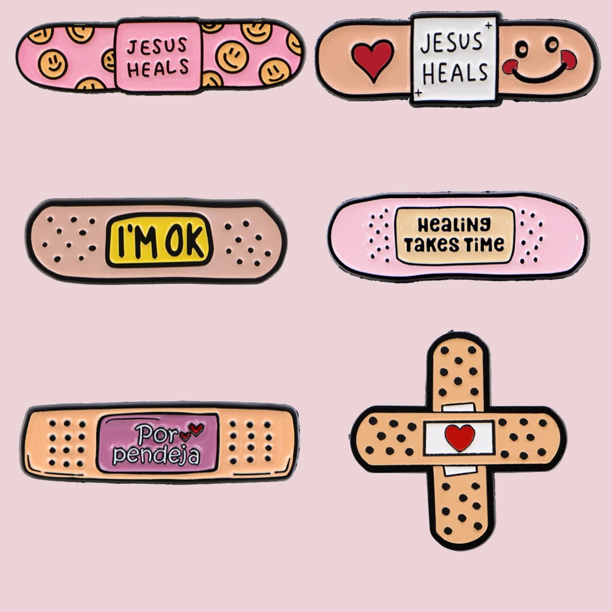 

Healing Takes Time Bandage Enamel Pins Cute Band-Aid Lapel Pins Badge on Backpack Costume Accessories Fashion Jewelry Gifts