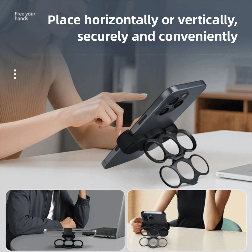 Portable 360° Rotating Phone Clip Stand Universal Stable Phone Kickstand Alloy Foldable Mobile Phone Holder Desktop