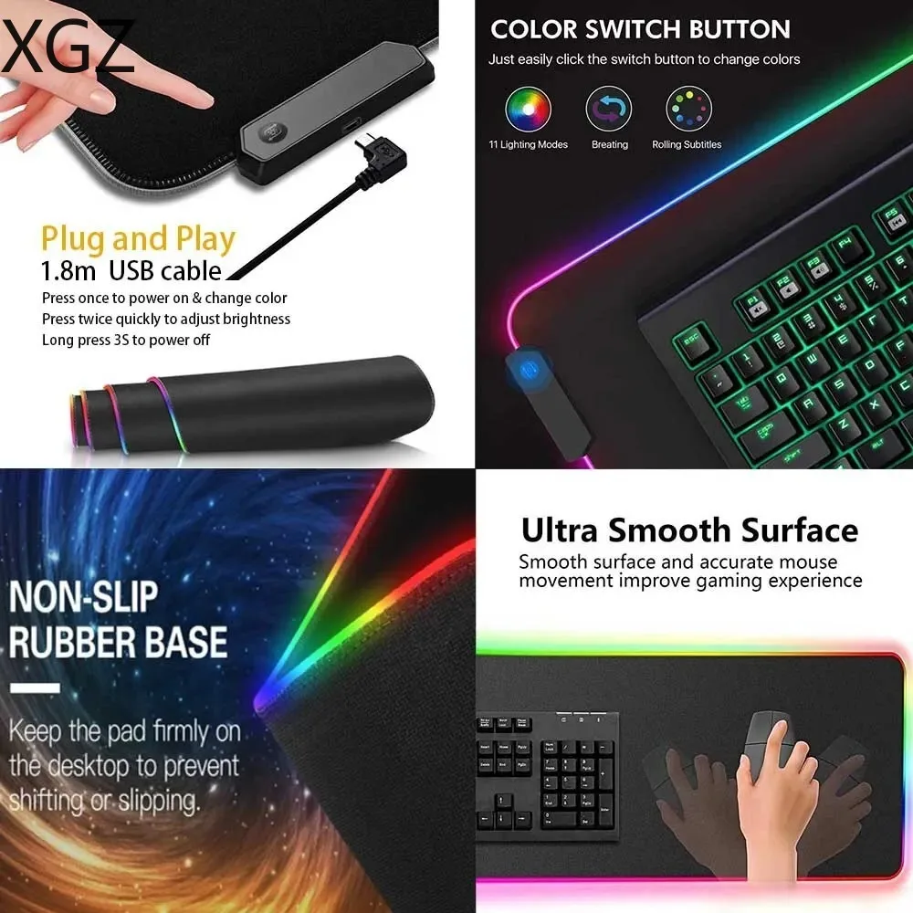 XXL Star Sky Moon RGB Mouse Pad Large Computer Office Gamer Popular Desk Pad LED Light Anti-Slip Game Keyboard Mouse Pad