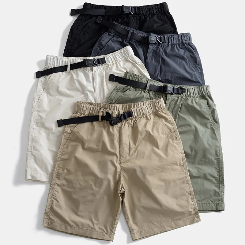 

Легкие летние повседневные брюки Qui Dry с эластичной резинкой на талии, винтажные свободные мужские модные брюки до середины икры для рабочей одежды