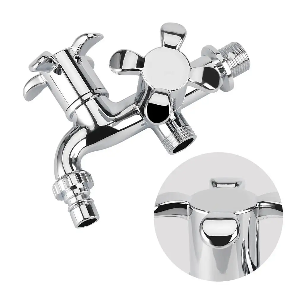 Grifo de agua de doble caño G1/2 con interruptor doble para fregadero y lavabo - Accesorio para herramientas de baño