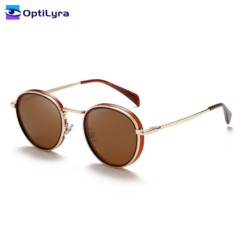 

OptiLyra Brand Retro Round Polarized Sunglasses Metal Frame Fashion Glasses UV400 Sun Protection Driving Goggles