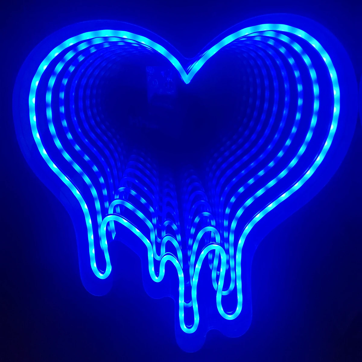 Specchio infinito personalizzato Forma d'amore Logo Segno 3D LED Specchio rotondo acrilico luce al neon abisso specchio decorazione camera da letto