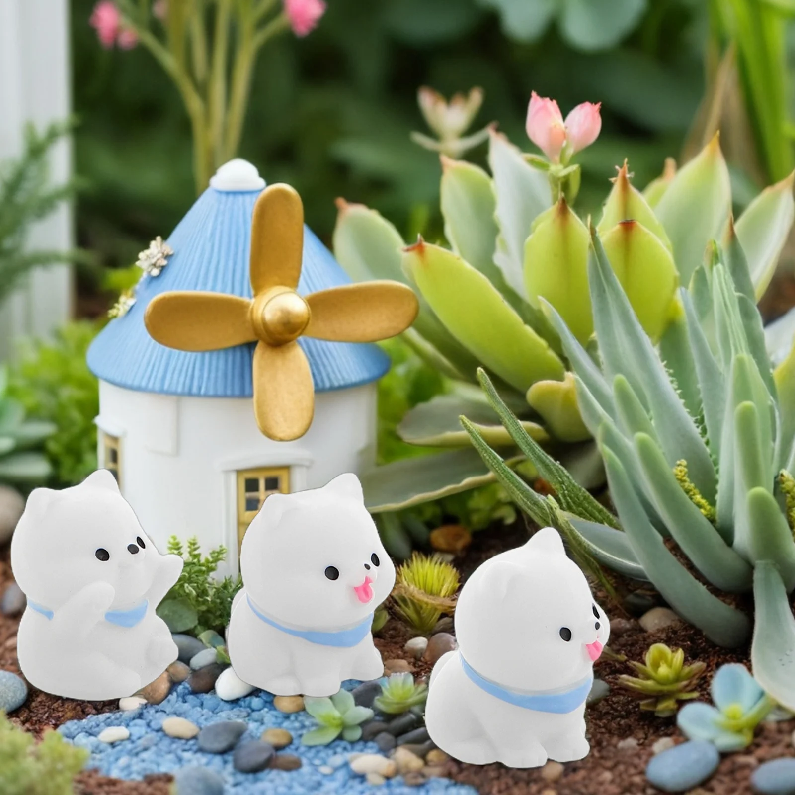 8個のミニチュア樹脂動物セット 愛らしい犬の彫刻 クラフトプロジェクト用 小さな風景装飾 盆栽 車のダッシュボード用