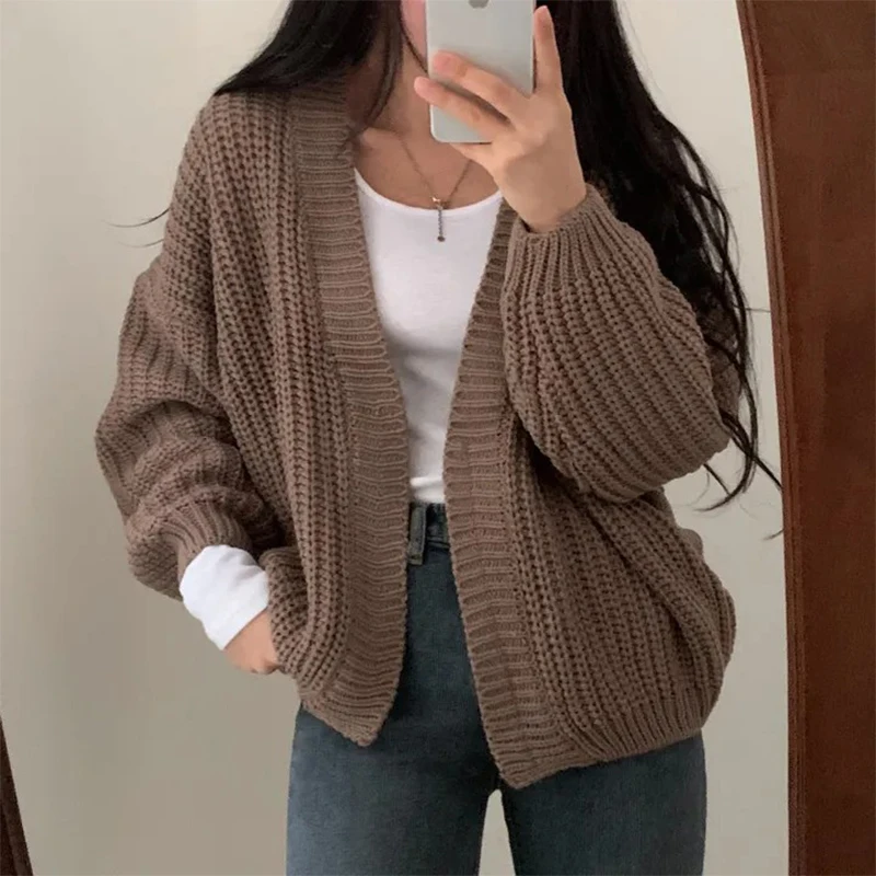 루즈하고 캐주얼하며 편안한 다용도 신상 가디건 스웨터, 여성용 따뜻한 재킷