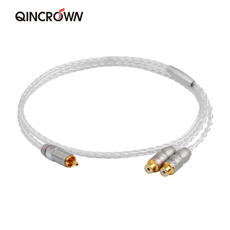 

QINCROWN HiFi RCA к гнезду 2RCA Аудиокабель монокристаллический серебряный позолоченный штекер в автомобиле компакт-диск усилитель мощности микшер патч-корд