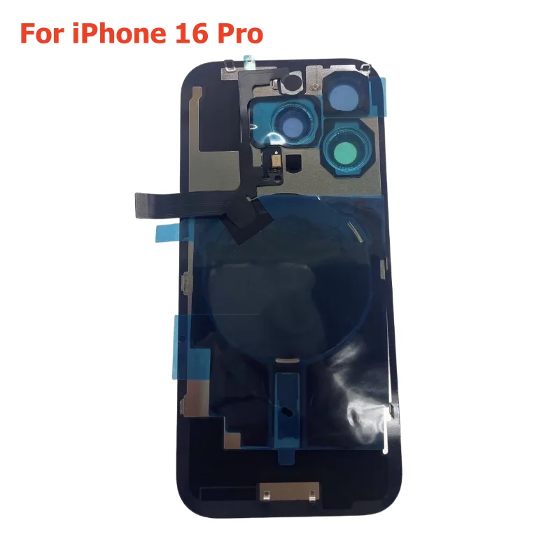 For iPhone 16 Pro Max 16 Plus 16Pro Back Glass Cover Rear Case Door Housing with Wireless Flex Cable Metal Plate Replacement