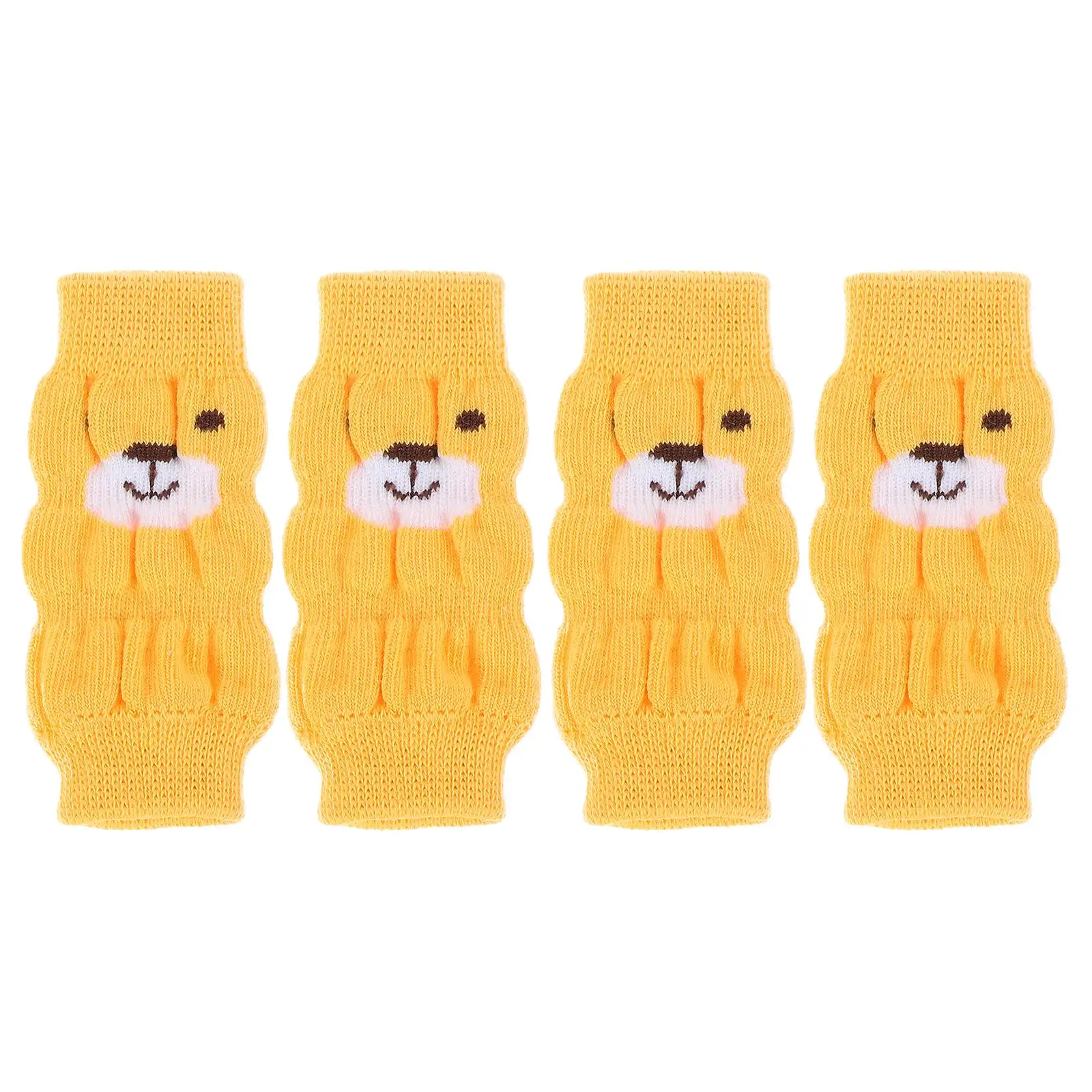 4 Pcs Pet Socks Dog Leg Warmers Non-slip Yellow Legs Cartoon Durable Material Comfortable Use Cold Snow Protection Dog Leg