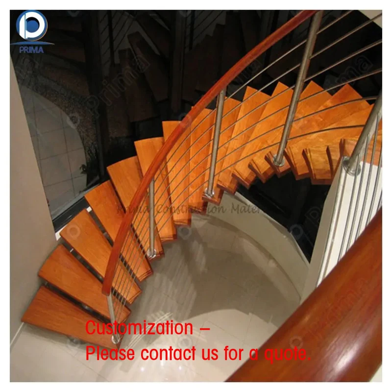 custom.Prima Curved Solid Wood Staircase Mansion Standard Popular Trend Factory Custom Direct Wooden Curved Staircase