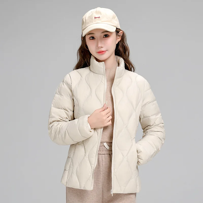 Women Light Thin White Duck Down Coat Autumn Winter Stand Collar Down Jacket Parkas Ladies Short Warm Bigsize Puffer Outwears