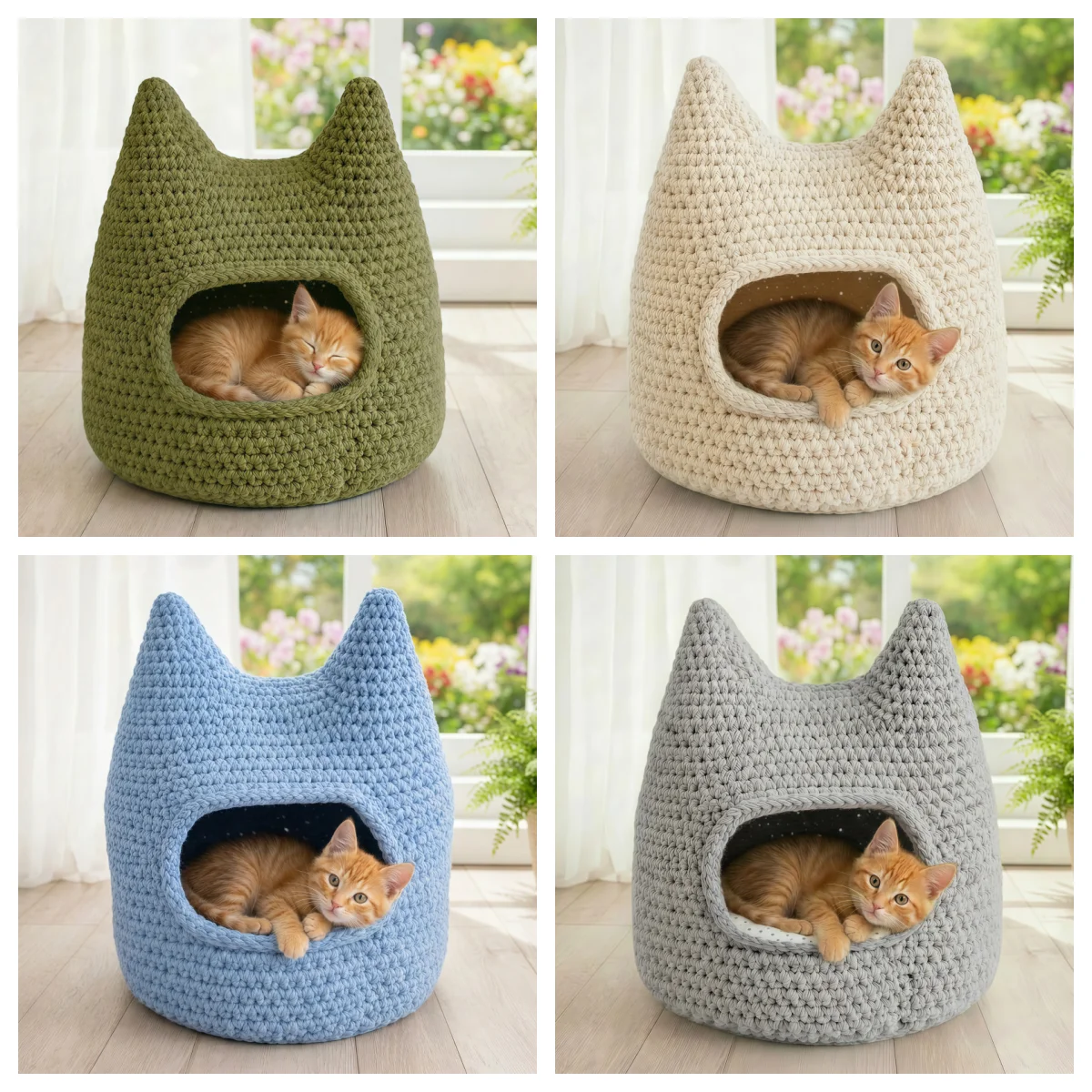 Creative Crochet DIY Cat Bed Kit with Multi-Color Materials Beginner-Friendly Includes Hook Needle Exclusive Color Yarn Accessories Ideal Gift