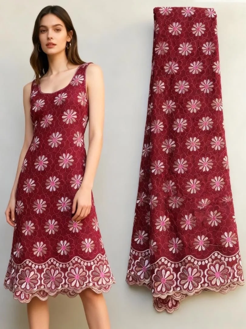 

2025 High Quality New African Cotton Lace Fabrics in Switzerland Nigerian Swiss Voile Laces Women Dresses Material for Sewing