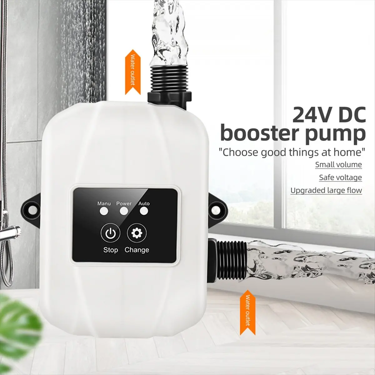 A013 Water Pressure Booster Pump for Home 24V Automatic Shower Water Pressure Booster Water Recirculating Pump Black EU PLUG