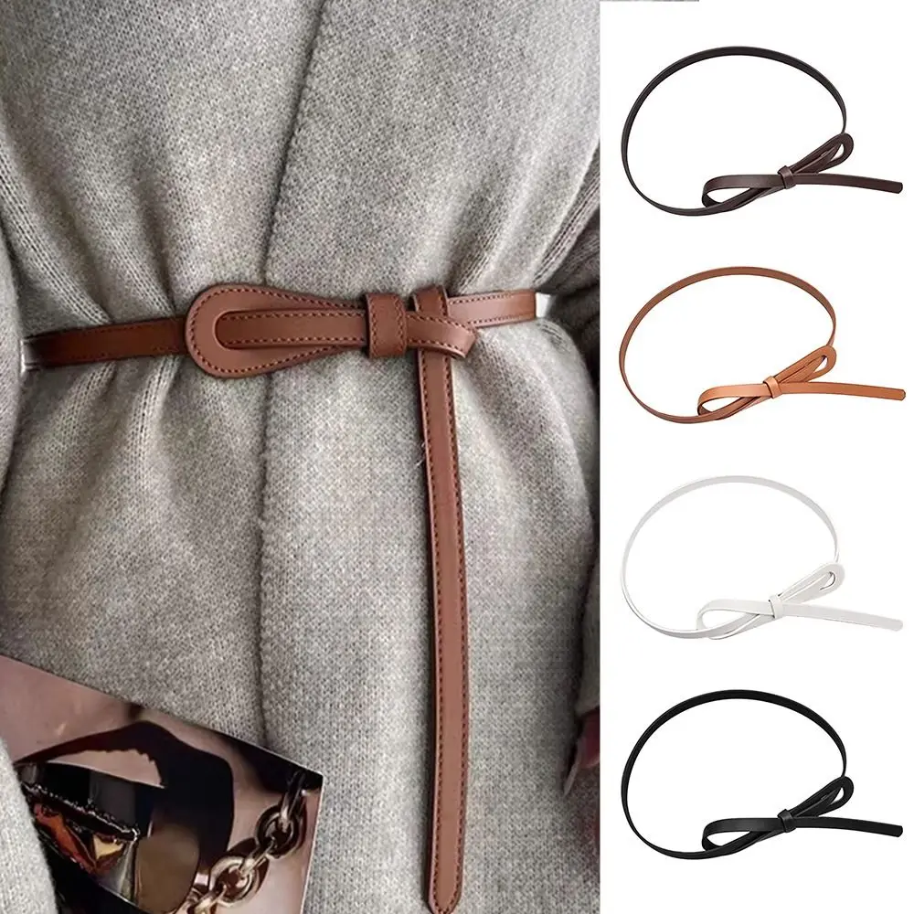 

Elegant Y2k Women's Belt Alloy Buckle Adjustable Skinny Waist Straps Pu Leather Thin Waist Belt