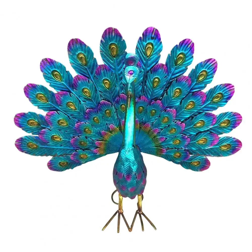 Peacock Sculpture Vivid Shape Animal Peacock Statue Anti-oxidation Garden Decoration Wear-resistant Peacock Ornament