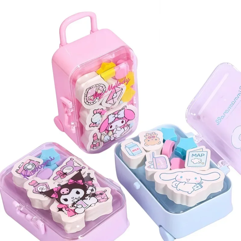 Sanrio Series Eraser Kuromi Cartoon Creative Children Luggage Set Eraser Anime Style Pencil Eraser Stationery Gift Wholesale