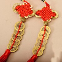 1pc Pure Brass Five Emperor Money Rich Knot Pendant Plum Blossom Ten Emperor Money in and out of the Safe Car Hanging Gourd Chi