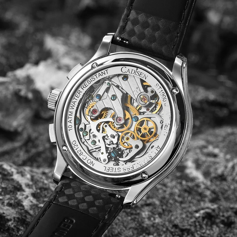 CADISEN-Relógio Cronógrafo Militar Masculino, Gaivota ST19 Swanneck Movimento Relógio Mecânico, cúpula AR Sapphire Crystal PP C8212M, V2