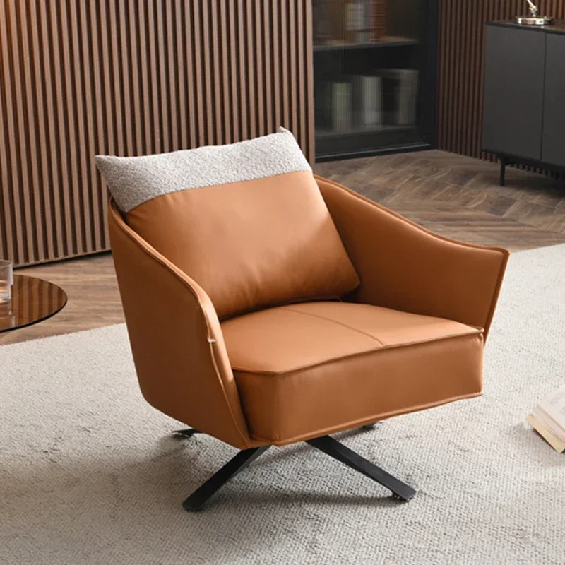 #Modern living room furniture single person leisure lounge chair Revolving leather accent sofa chair