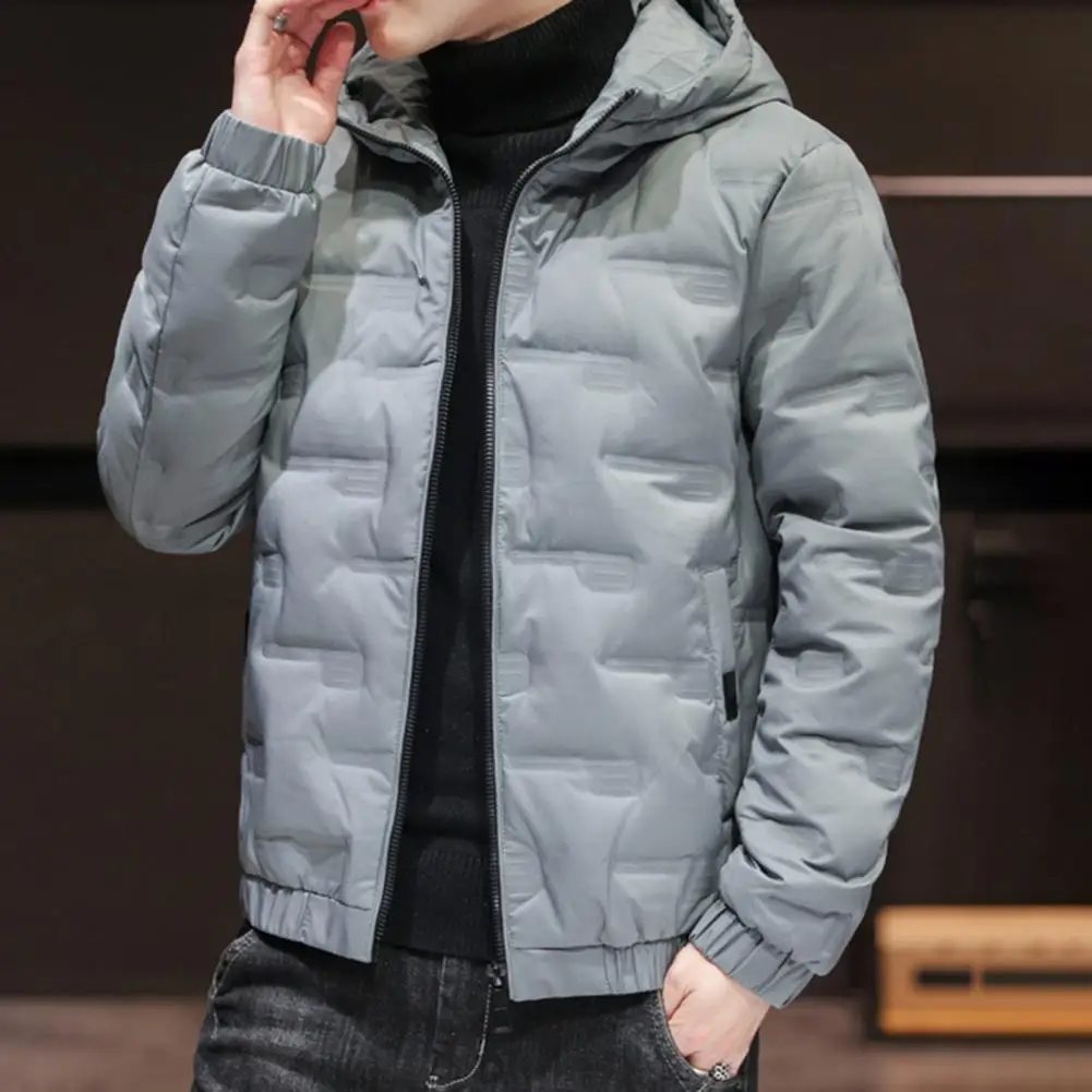 Men Outerwear  Stylish Elastic Cuff Zipper Bomber Jacket  Winter Male Jacket