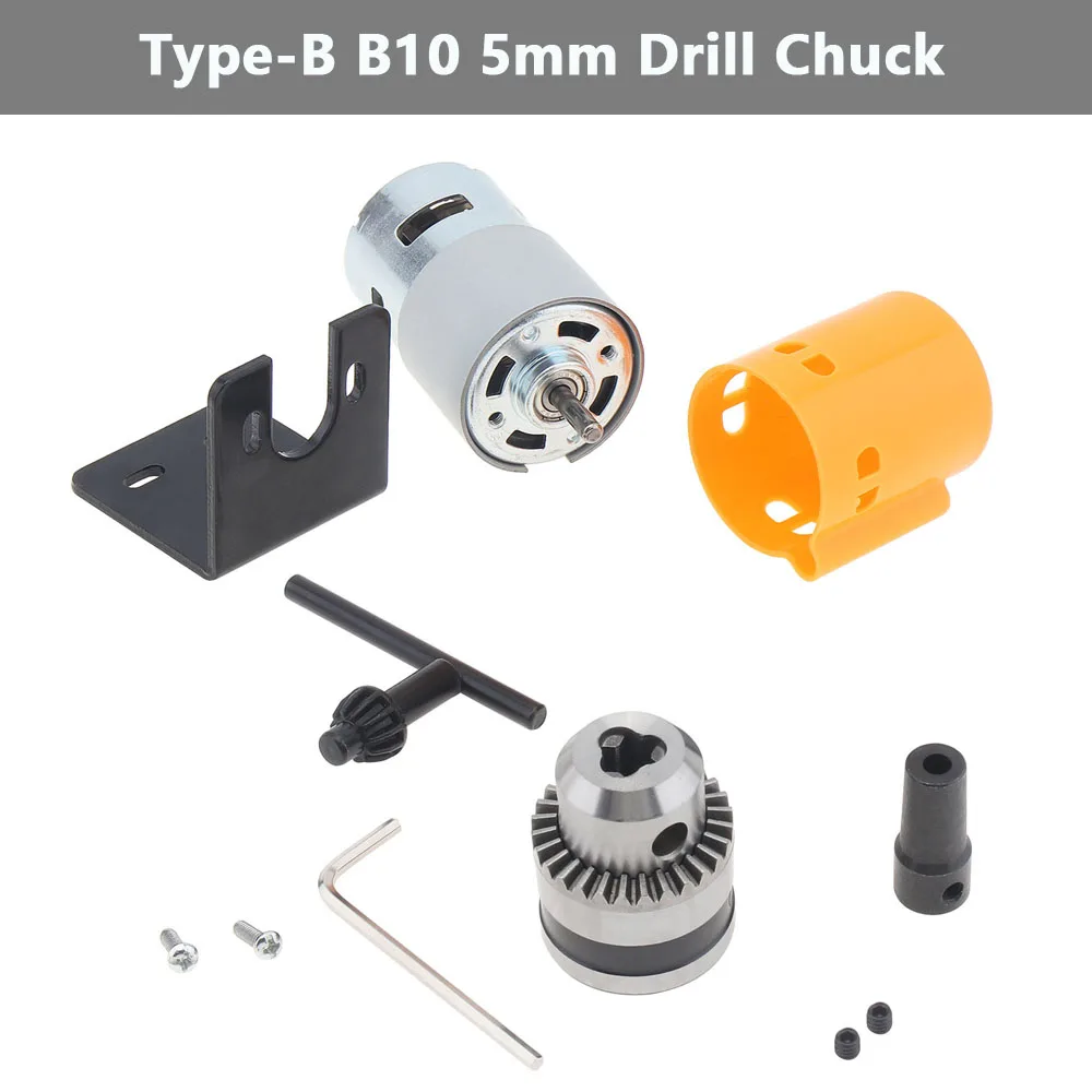 12V/24V 775 DC Motor Drill Chuck B10/B12/JT0 DIY Table Bench Drill Bit Electric Polishing Tool Accessories Woodworking Tools