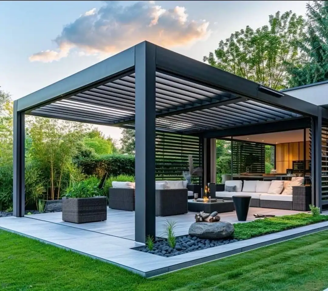 

Bioclimatique Garden Arches Arbours Pergolas Aluminium Louvered Roof Pergola Remote Control Motor for Outdoor Terrace