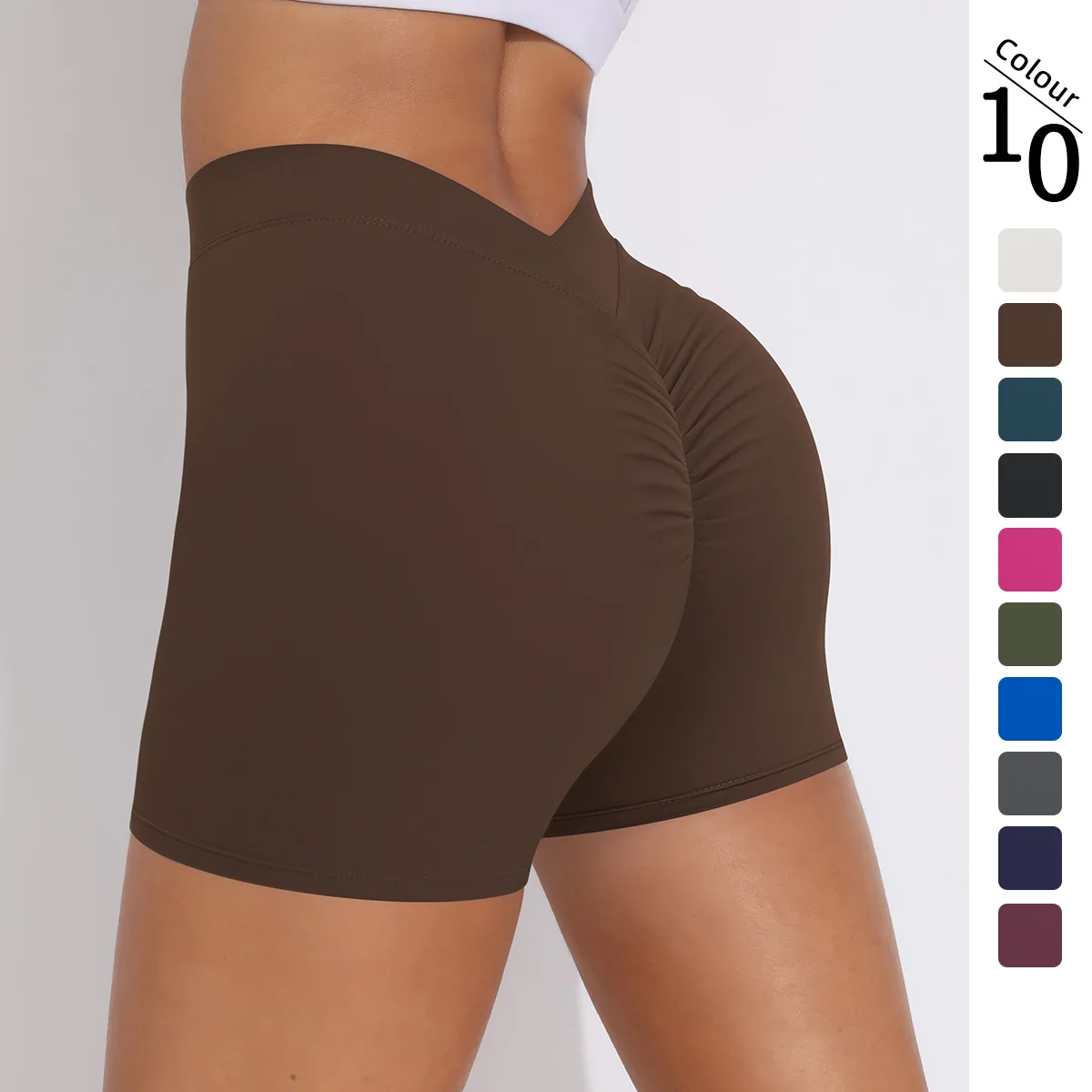 1PC Peach Buttocks Quick-Dry V Waist Yoga Shorts Gym Women Fitness Running Yoga Sports Shorts Summer Solid Color Yoga Shorts