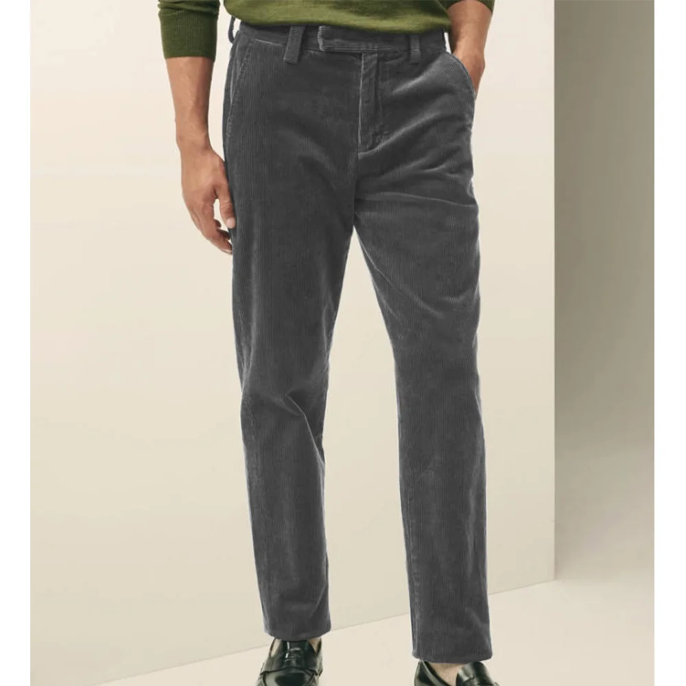 رجل المخملية فستان بتصميم بدلة السراويل بلون شقة الجبهة مدبب بنطلون سليم صالح موضة مريحة للتنفس الرجال السراويل #1