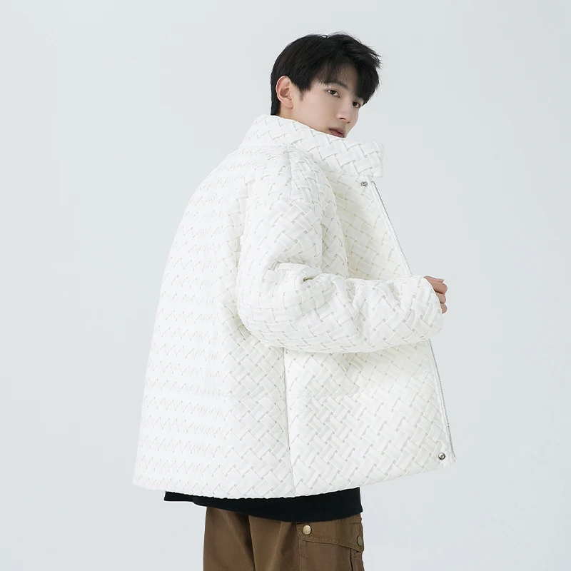 Men's Down Jacket White Duck Down Loose Thickened Winter New Style Workwear Woven Couple Bread Coat Outerwear
