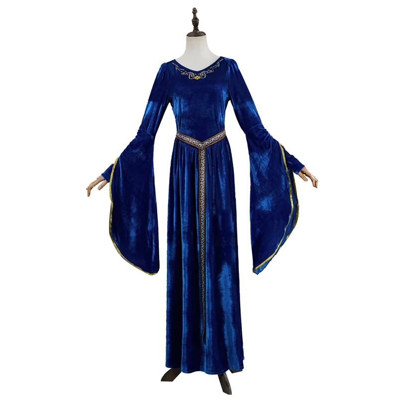 

Queen Adult Cosplay Costume Ball Medieval Dress Middle Eastern Retro Court Sleeves Belt Halloween Party Carnival Suit Outfits