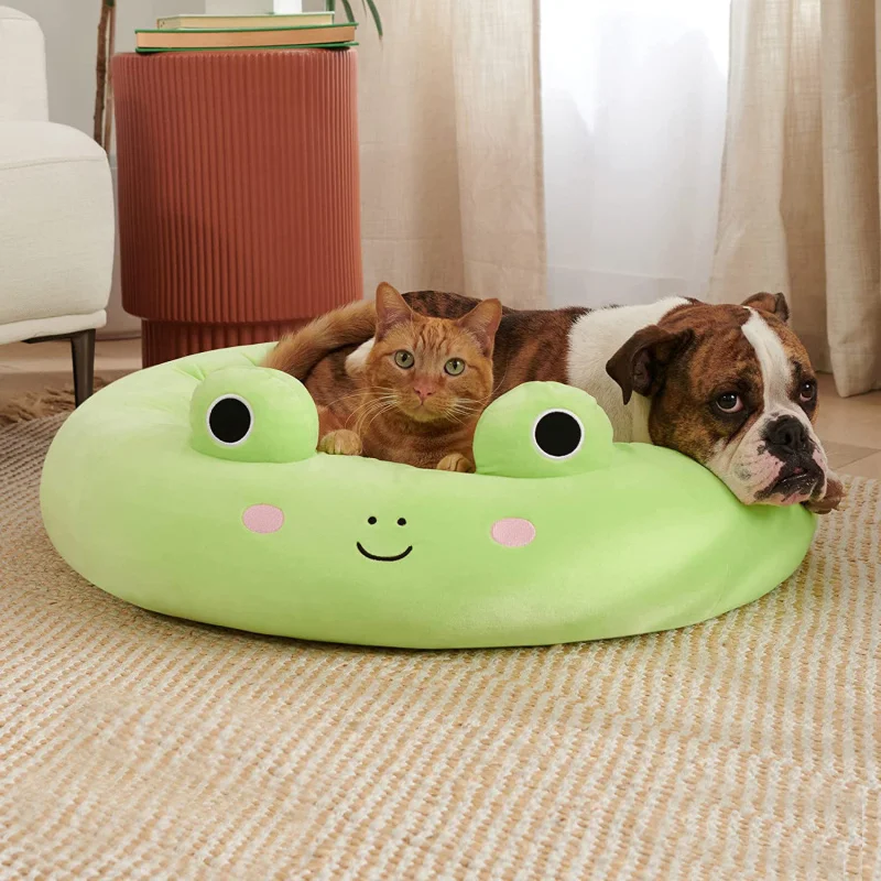 

Cute frog cat dog bed warm home pet bed for autumn winter plush small dog cushion cat beds dogs bed pet supplies Pet House