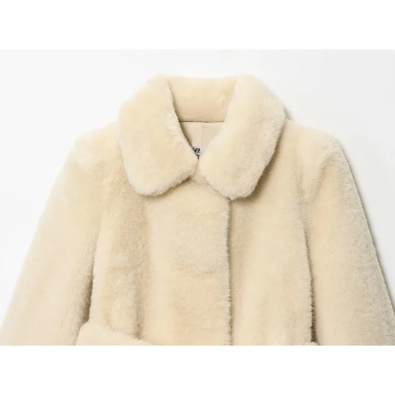 Long Faux Fur Coat Woman Winter White Faux Mink Female Jackets Elegant artificial Hairy Fluffy Cardigan Outerwear Hot Clothes