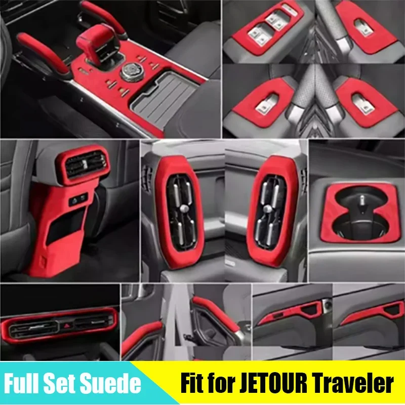 Car Rear Air Outlet Anti-kick Pad Suitable for CHERY JETOUR Traveler T2 2023+ Full Set Suede Car Interior Trims Parts