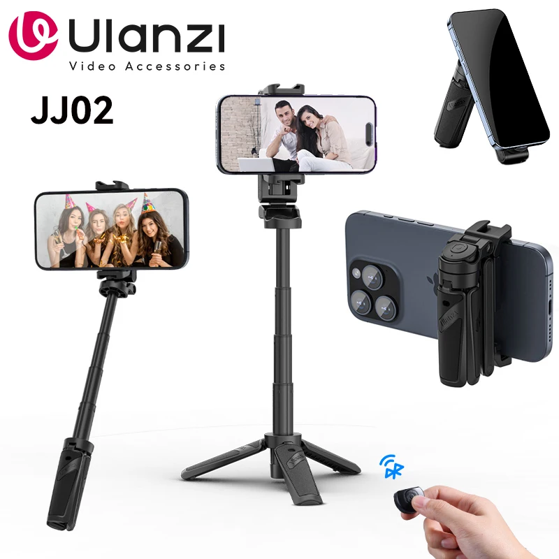 Ulanzi JJ02 Tripod Support Bluetooth 4 Section Stretchable Rotating Handle Selfie Grip selfie Stick Pole For iPhone 16 15 14 13