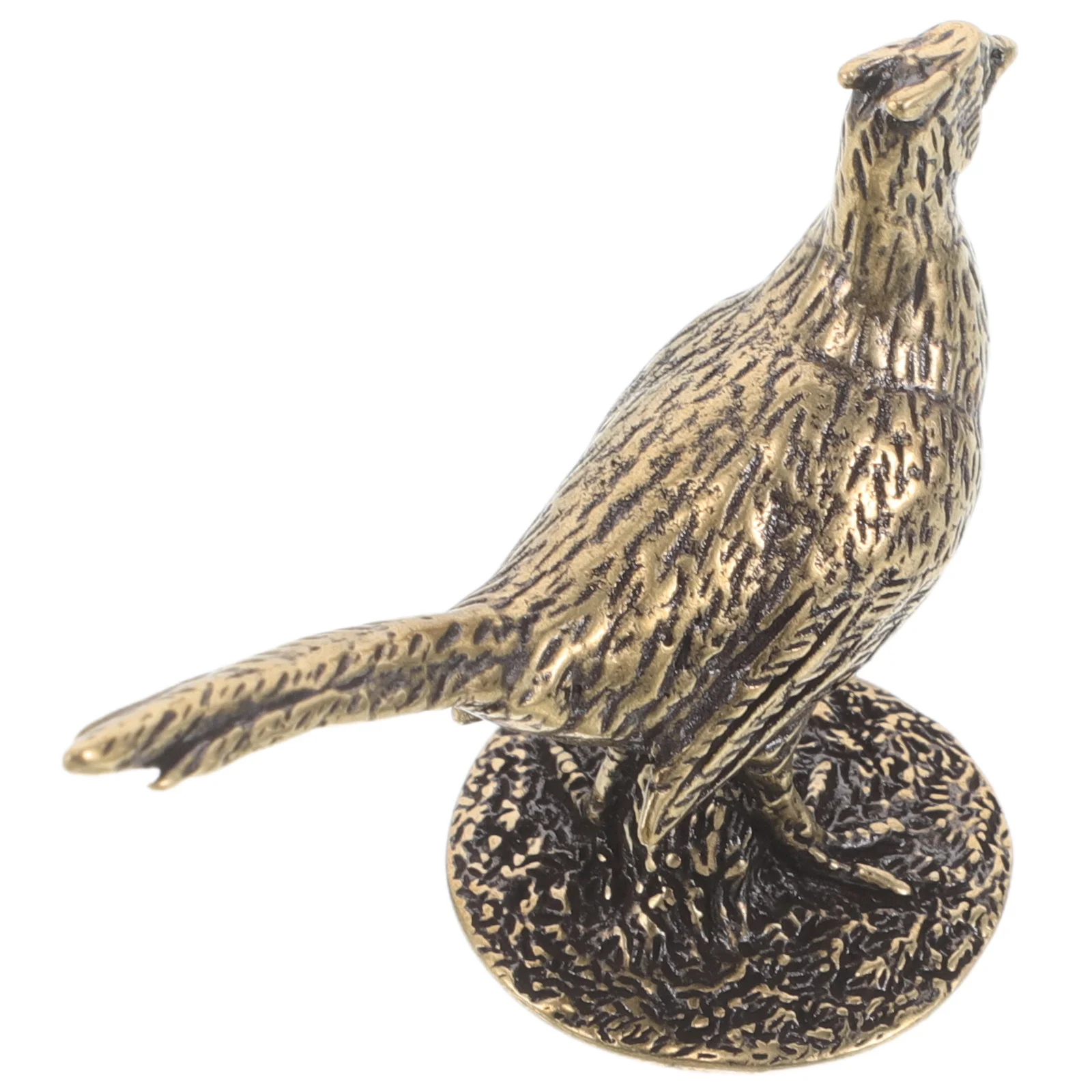 

Brass Animal Ornaments: Lifelike Pheasant Sculpture With Base For Home Office Desk Decor Unique Farmhouse Garden Statue