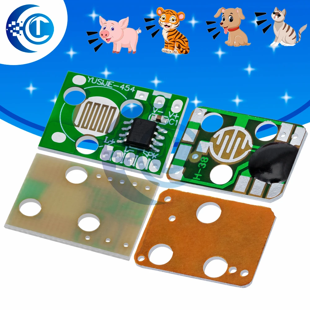 Módulo de som DIY e Toy Project: chip de voz de latidos de animais acionados de 3V-4,5V (cachorro/tigre/gato/marco)