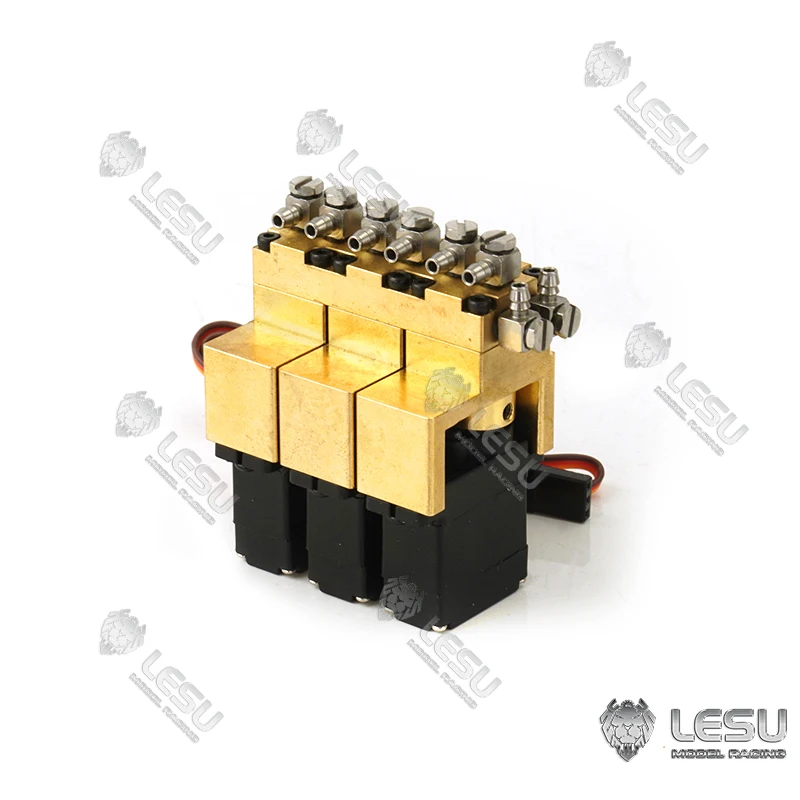 LESU 3 Brass Channel Hydraulic Reversing Valve Part For 1/14 Radio Control Excavator Tamiyaya Dumper Truck TH16604