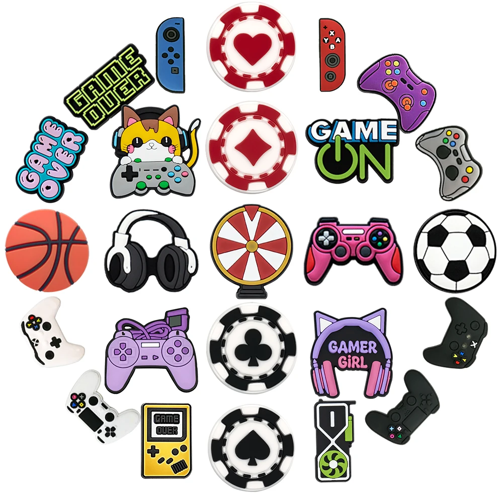 1PCS Cool Game Controller Shoe Charms Set, Funny Video Game Shoe Decoration Pins, Cute Gamer Cat Shoe Accessories for Teens Boys
