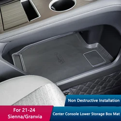 QHCP Car Central Storage Box Mat Leather Center Control Storage Downside Layer Mats For Toyota Sienna Granvia 21-24 Accessories