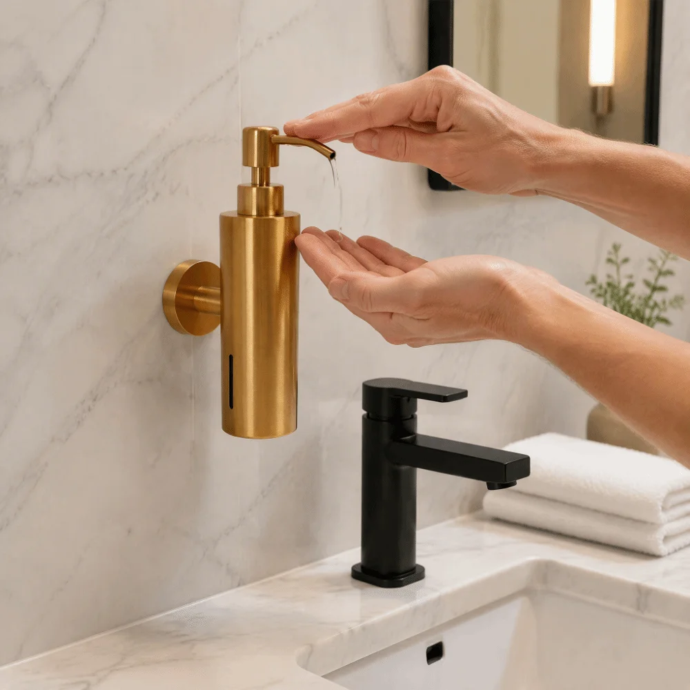 Stainless Steel Liquid Soap Dispenser Gold Pump Dispenser Hand Soap Container Wall Mounted Durable Soap Dispenser