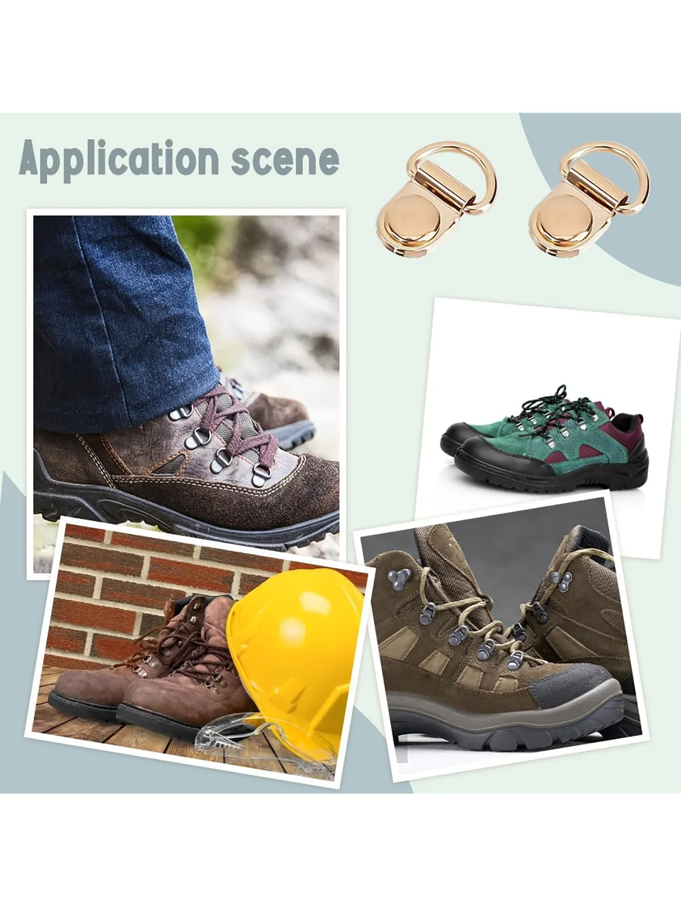 10 Sets Kupfer-D-Ring-Ösenschnallen mit Nieten für die Reparatur von Wanderstiefeln, Lederstiefeln, Schuhschlaufenringen mit Nieten – Detail 2