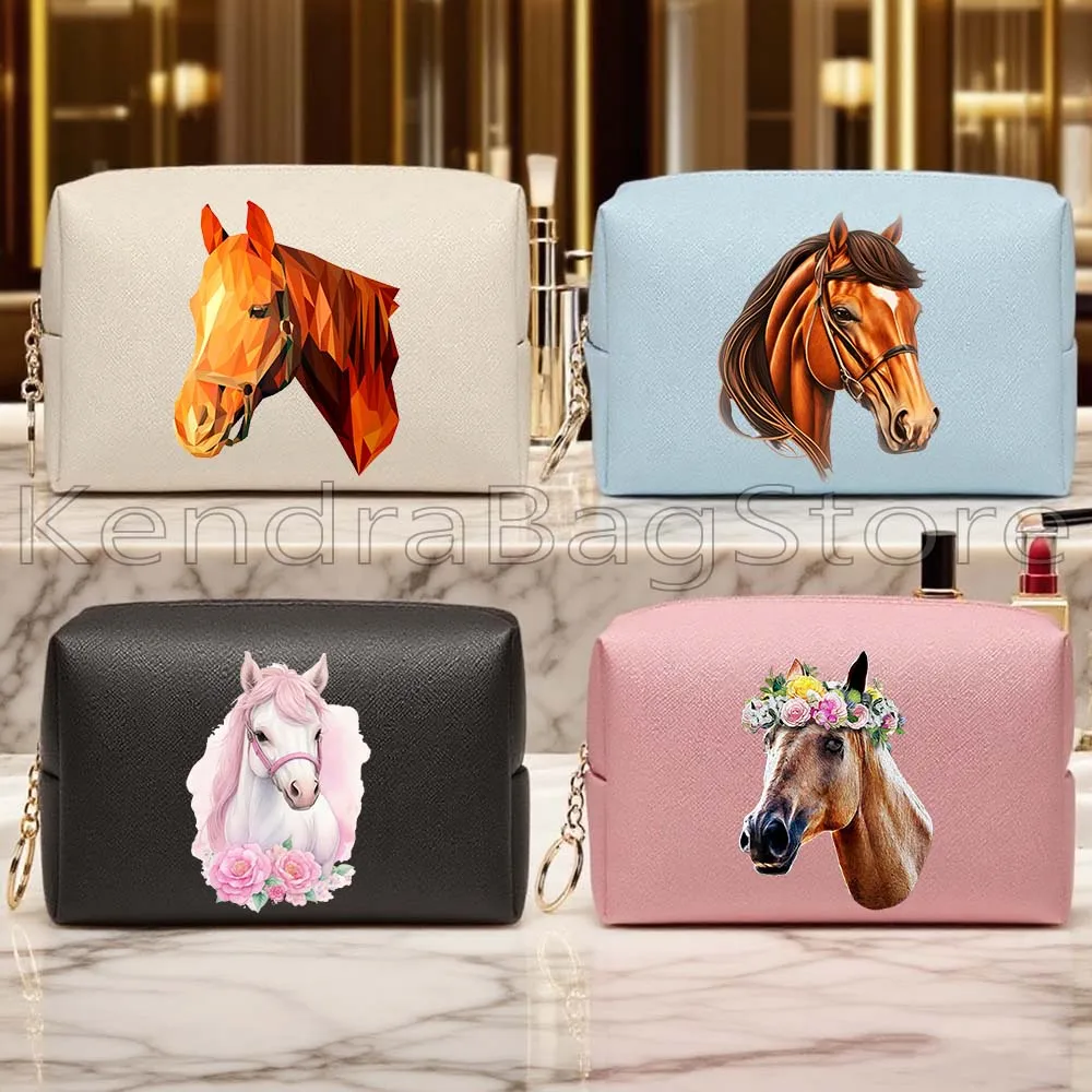 aquarela-rosto-de-cavalo-com-flores-arte-presentes-azul-rosa-couro-do-plutonio-viagem-saco-cosmetico-feminino-caso-de-maquiagem-saco-de-armazenamento-a-prova-dwaterproof-agua