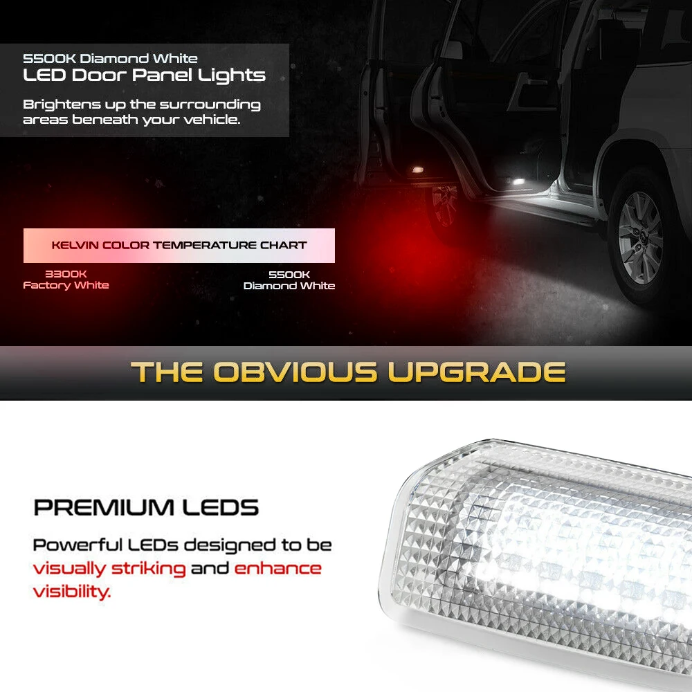 LED Door Courtesy Lights For Toyota GT86 Corolla Camry Prius Tundra Highlander 4Runner Land Cruiser Sienna Avalon Sequoia Venza