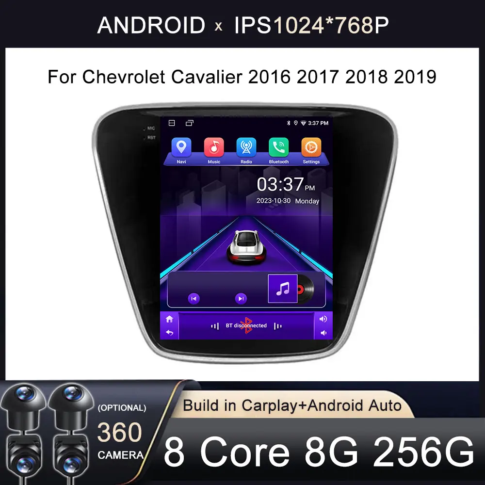 Radio mobil 9.7 inci Stereo Android 13, untuk Chevrolet Cavalier 2016 2017 2018 2019 Autoradio Multimedia Auto 4G WIFI BT