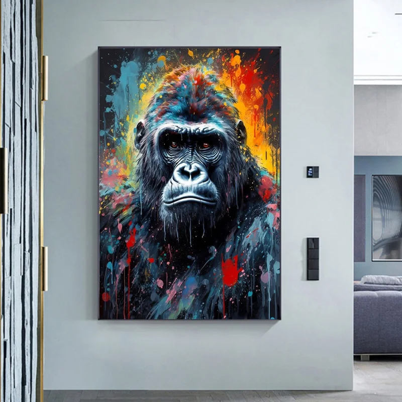 لوحة جدارية كلاسيكية تجريدية للحياة البرية ألوان مائية أسد نمر قرش ملصق قماشي وطباعة هدايا ديكور لغرفة المعيشة وغرفة النوم