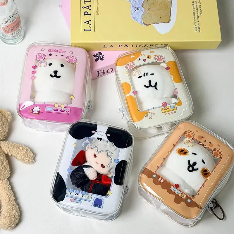 INS Style Kawaii Doll Haning Bag PVC Transparent Doll Bag 13cm Doll Dust-Proof Bag Girls Trendy Backpack Hanging Decor