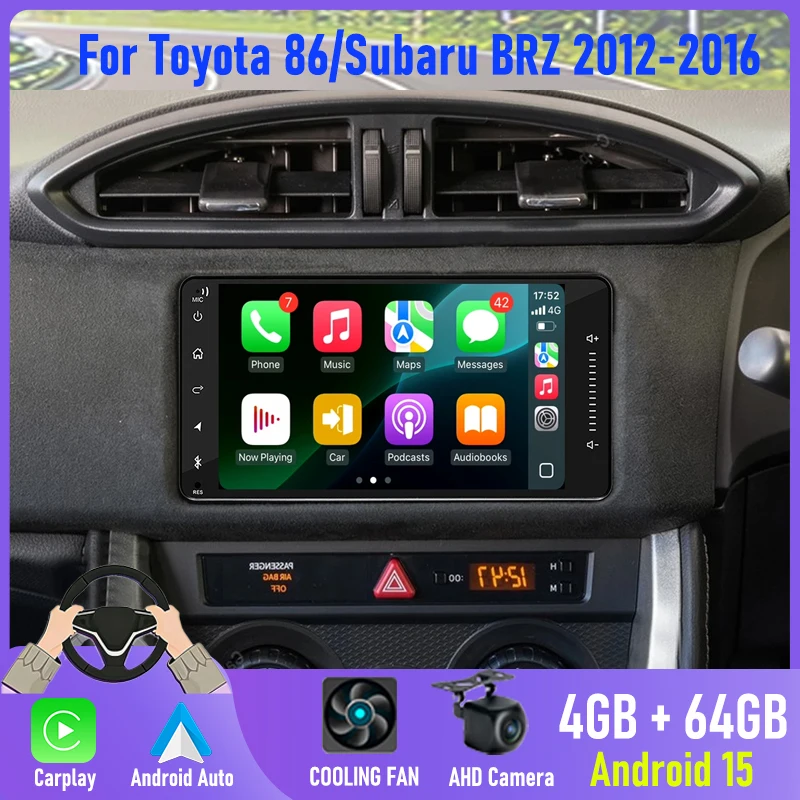 

7'' Wireless CarPlay 128GB Head Unit Car radio For Toyota 86/Subaru BRZ 2012-16