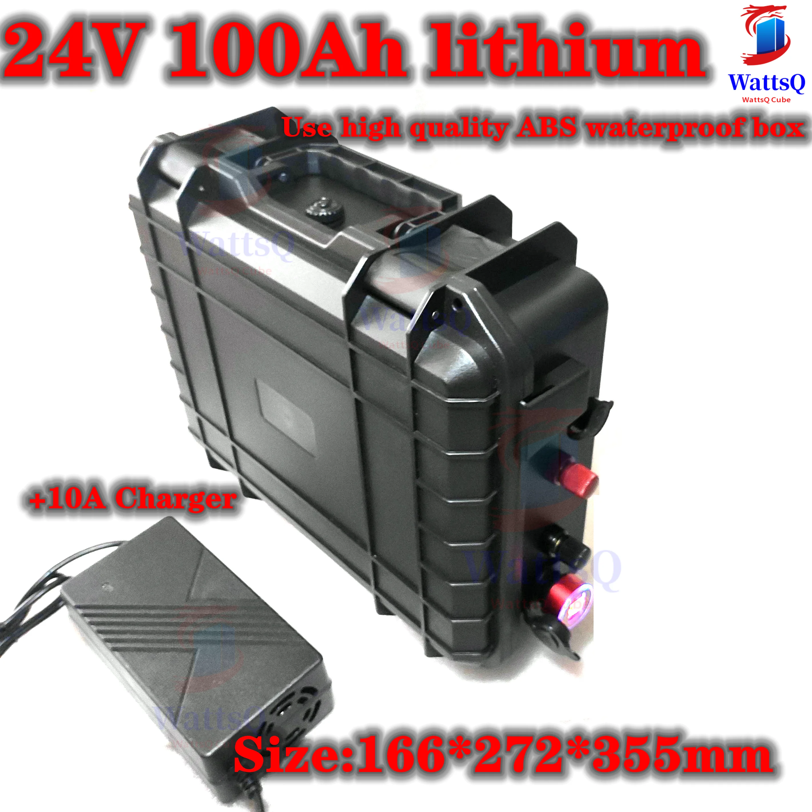 24V 100AH Lithium ion battery 24V waterproof Li-polymer for 1500W 2400W RV EV solar storage inverter bike +10A Charger